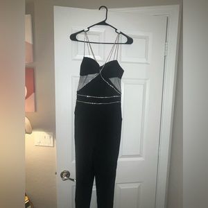 Heiress Beverly Hills Black Jumpsuit with Rhinestones size Small